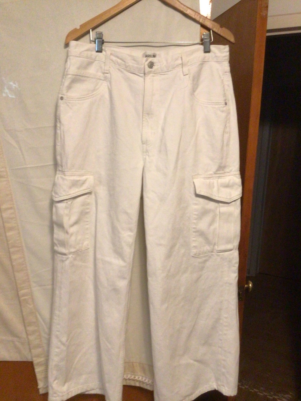 AGOLDE 100% organic cotton white wide leg cargo be hit denim pants SZ 31